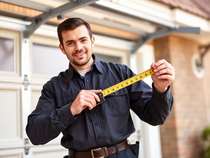 Expert garage door technician measuring for new installation in Buena Park